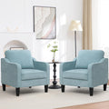 Accent Chairs Set of 2, Upholstered Living Room Chairs with Side Pockets, Mid Century Modern Reading Chair for Bedroom, Comfy Armchair Single Sofa Side Chair for Office, Small Room, Teal Green