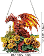 SENQAO Dragon Diamond Art Hanging Kit for Adult, Special Shaped Rhinestone, Double Sided DIY Acrylic Diamond Art Painting Window Pendants Home Garden Wall Hanging Kits Hanging Ornament (Sunflower)