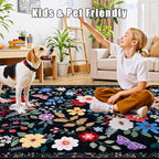 PLHXFR 2.6x14 Washable Runner Rug：Floral Indoor Kitchen Soft Carpet Black | - Image 6