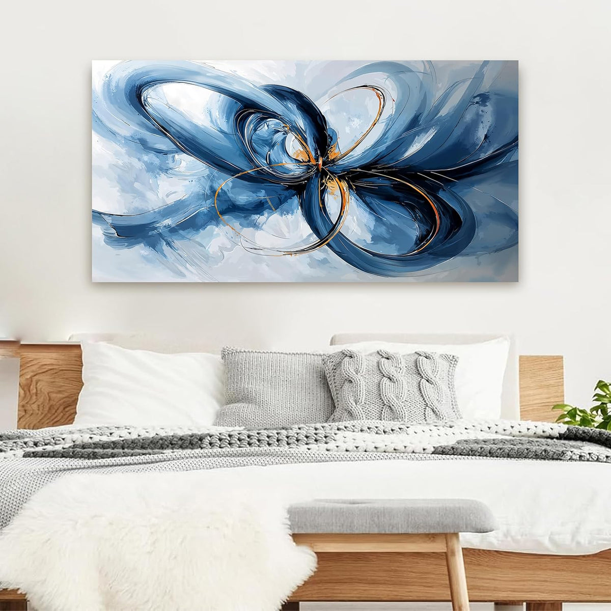Canvas Wall Art Decor Modern Large Wall Art For Living Room Blue Abstract Wall Art Abstract Art Wall Decor Modern Artwork for Walls Canvas Prints Art Work For Home Kitchen Office Wall Decor 24" X 48"