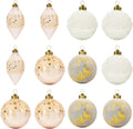 Papyrus 12 Piece Soft Snow Glass Ornament Set, 3.15" Dia, 4 Styles Equally Assorted