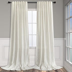 Extra Long Drapes 132 Inch Length Hanging Back Tab Rod Pocket Linen Sheer by Pitalk