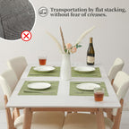 Leetaltree Pea Green Placemats Set of 8 - Heat Resistant Non-Slip Place mats for Dining Table, Washable Durable PVC Vinyl Woven Table Mats（Pea Green, 8）