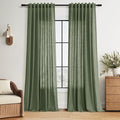 Forest Green Linen Curtains 102 Inches Long by Nanspring
