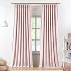 Vision Home Soft Pink Pinch Pleated Full Blackout Curtains Linen Blended Room by VisionHome