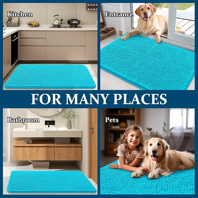OLANLY Dog Door Mat for Muddy Paws 54x24, Super Absorbent Chenille Mud Mat | - Image 8