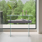 ivinta Glass Console Table with Storage, 39.4" Modern Entryway Table for Living Room, Foyer, Hallway, Bedroom 5101 (Gray)
