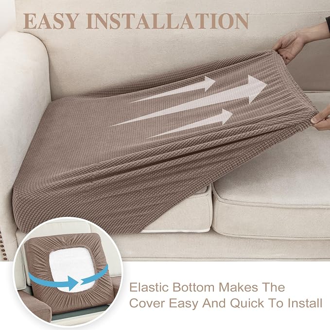 LA MEACK Couch Cushion Cover Loveseat Cover or 2 Seat Sofa Cover Washable - Image 5