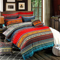 ABREEZE 3Pcs Bohemia Retro Bedding Ethnic Vintage Floral Duvet Cover Boho Bedding 100% Brushed Cotton Bedding Sets Damask Paisley Coloful Mandala Down Comforter Cover,King