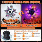 [8 Modes & Timer] 6Ft 45 LED Halloween Willow Vine Twig Garland with Orange Lights - Battery Operated, Waterproof Halloween Decor for Indoor Wall, Fireplace Mantle, Home Party (Pumpkins & Bats, 6FT)