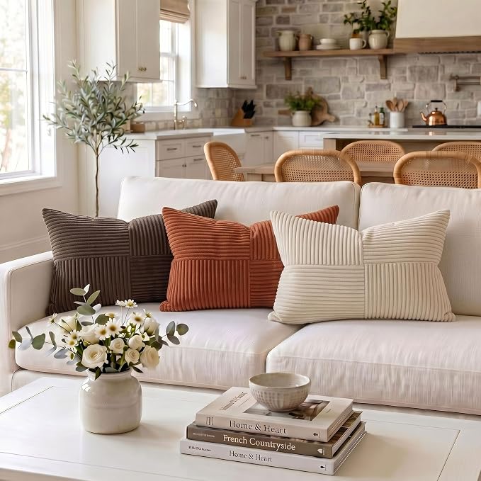 Fancy Homi 2 Packs Rust Lumbar Decorative Throw Pillow Covers 16x26 Inch - Image 2