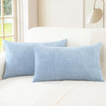 CaliTime Throw Pillow Covers Decorative 12 X 20 Inches Pack of 2 Cozy Chenille Cushion Cases for Couch Sofa Bed Living Room Home Baby Blue