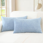CaliTime Throw Pillow Covers Decorative 16 X 26 Inches Pack of 2 Cozy Chenille Cushion Cases for Couch Sofa Bed Living Room Home Baby Blue