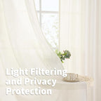 YoungsTex Ivory Linen Semi Sheer Curtains 45 Inch Length - Image 3