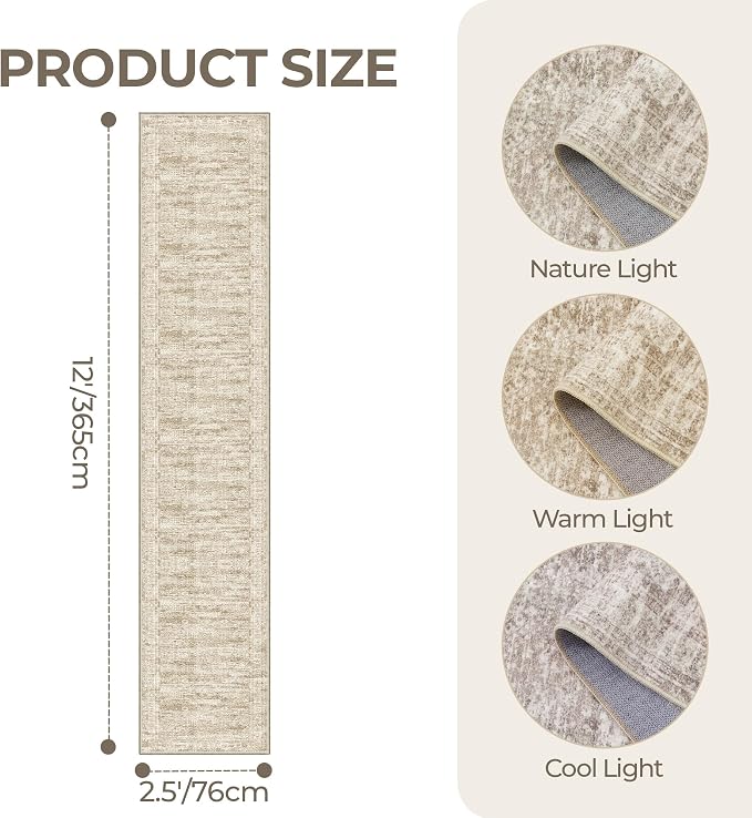 2'6 x 12' Runner Rug Non Slip, Washable Kitchen Rugs, Living Room, Long Rug - Image 2