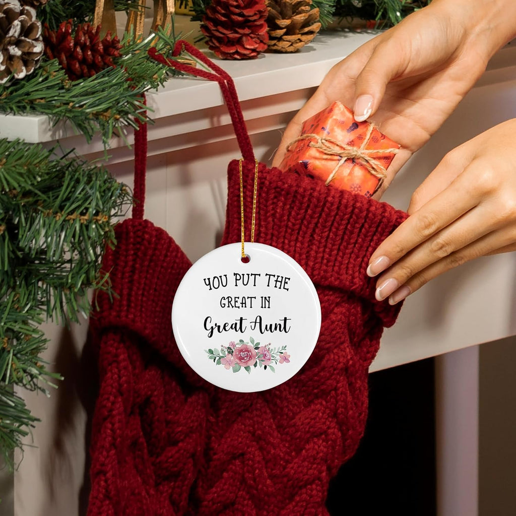 Great Aunt Ceramic Christmas Ornaments, Great Aunt Gifts Baby Announcement Gifts Christmas Tree Decorations Ornaments, Pregnancy Announcement Gift Hanging Decor