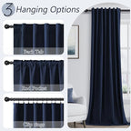 Navy Blue 100% Blackout Curtains 120 Inch Length 2 Panels Set - Image 6