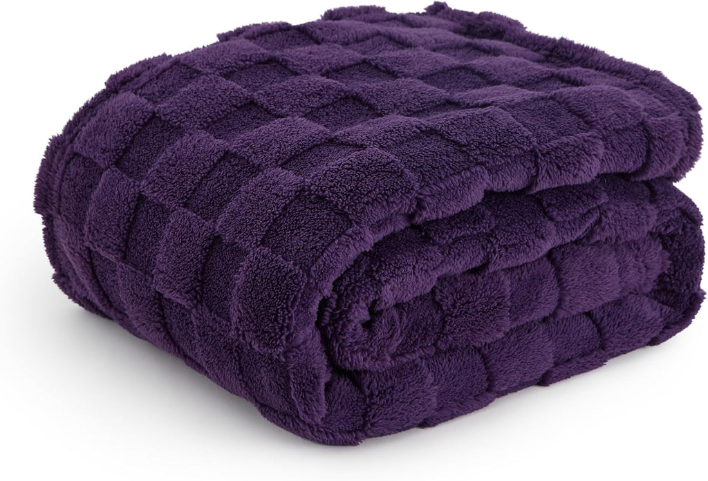 Bedsure GentleSoft Purple Throw Blanket for Couch - Checkered Fleece Blankets Gifts for Women Men Girls, Cute Soft Cozy Throw for Bedroom Home Decor Gifts, 50x60 Inches