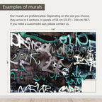 AFZEVEB-Black and White Art Graffiti Wallpaper Wall murals for Bathroom 136"x96" (Not Peel and Stick)