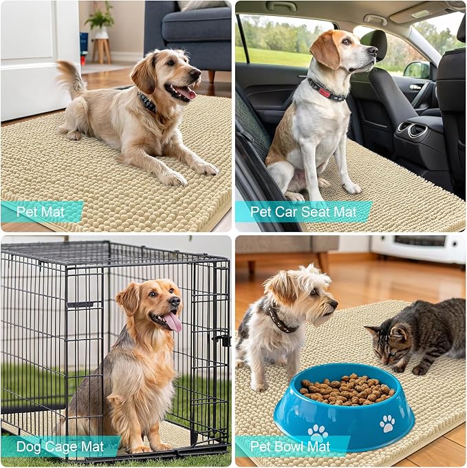 OLANLY Dog Door Mat for Muddy Paws 24x16, Super Absorbent Chenille Mud Mat | - Image 7