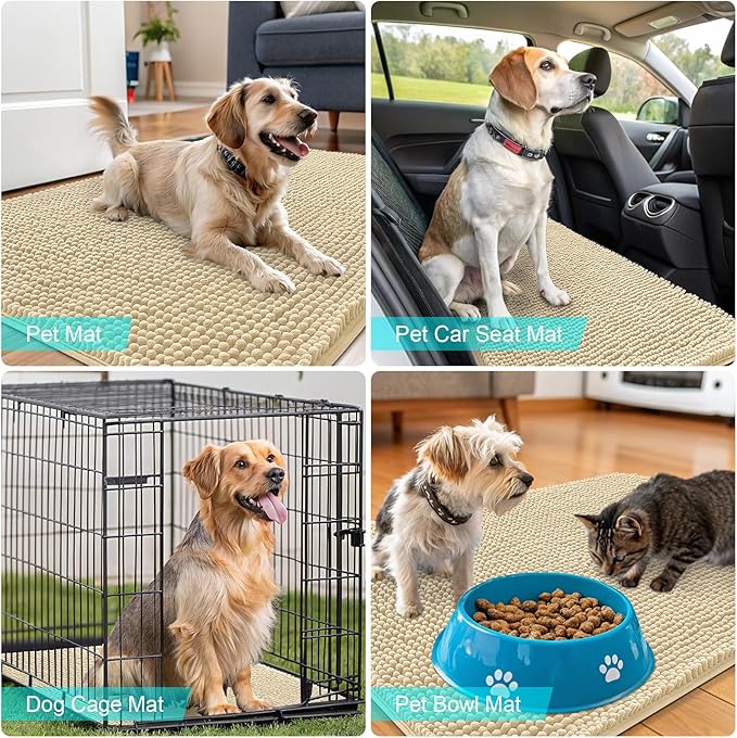 OLANLY Dog Door Mat for Muddy Paws 70x32, Super Absorbent Chenille Mud Mat | - Image 7