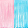 Pink and Blue Party Photo Backdrop - GREATRIL Foil Fringe Tinsel Streamers for Pastel/Easter/Birthdays Party Decorations - 3.2ft X 8.2ft - 2 Packs