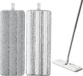 JOYMOOP Mop Replacement Pads, Reusable Microfiber Mop Pads for 13-inch Flat Mop and Mop Bucket Set, Pack of 2 Refills - Grey and Stripe