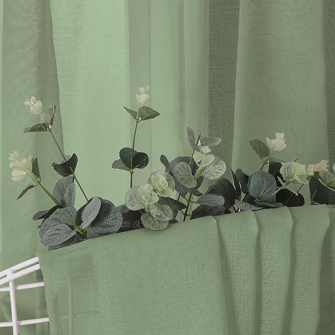 Tollpiz Sheer Curtains Living Room Linen Textured Curtain Sheers Light - Image 6