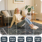 Vintage Black Living Room Rug, 9x12 Washable Area Rugs - Image 4