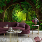 FENDROM Nature Forest Tree Cave Tapestry Wall Hanging Landscape Stream Through Green Rainforest Tapestries Jungle Creek Psychedelic Wall Blanket for Living Room