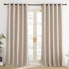 NICETOWN Cream 100% Blackout Linen Curtains 108 inch Long Burg - Image 2