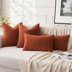 MIULEE Fall Rust Chenille Couch Euro Throw Pillow Covers, 22x22 | Set of 2 - Image 5