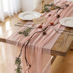 Keketo Pink Table Runner Cheese Cloth Rustic Gauze Cheesecloth Table Runner 120 Inch 10 FT for Wedding Baby Shower Bridal Shower Party Sheer Boho Home Tea Party Decorations