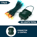 Joiedomi LED Christmas String Lights,50 Count 16.3FT Battery Operated Christmas Tree Fairy Lights with 8 Modes,Multifunction Green Wire for Xmas Decor Party Holiday House,Multicolor