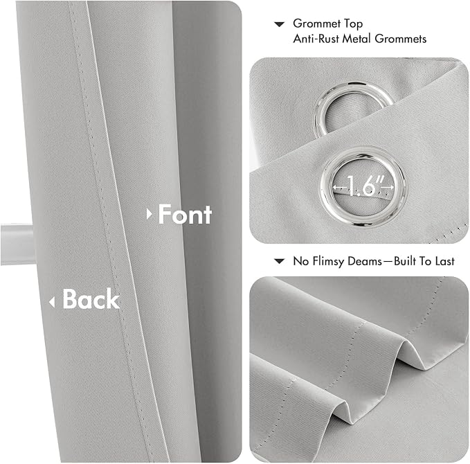 MIULEE Blackout Curtains for Bedroom 2 Panels 40 x 45 Inch Long Silver | - Image 4