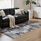 Rugflix 2x6 Runner Rug for Hallway, Washable Black Grey Kitchen Runners | - Image 2
