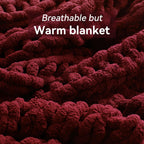 Chunky Knit Throw Blanket, 30''*40'' Knitted Throw Chenille Yarn for Bed Couch, Handmade Red Crochet Big Thick Blanket, Machine Washable Cute Comfy Blanket for Home Decor