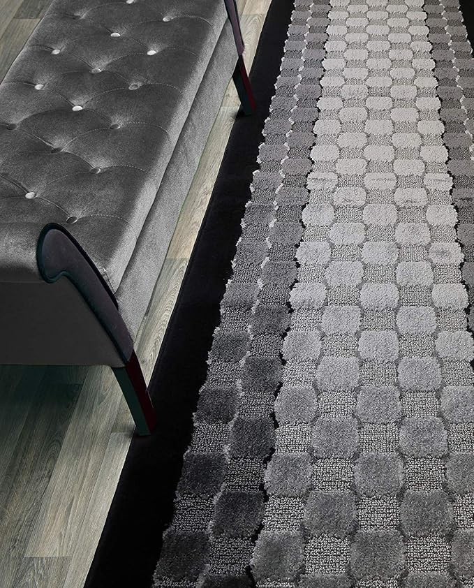 Custom Length Hallway Runner Rug, Slip Resistant, Checkered Black, 26 Inch X 33 by ORFAHOME