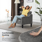 VINGLI Accent Chairs Set of 2 for Living Room, Light Grey Mid Century Modern Chair Soft Chenille Sofa Chair Upholstered Comfy Arm Chairs for Bedroom, Play Room, Apartment