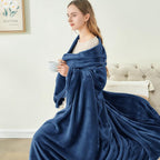BEDELITE Fleece Blanket Soft Plush Queen Size Bed Blanket Navy 90"x90" | Ultra - Image 8