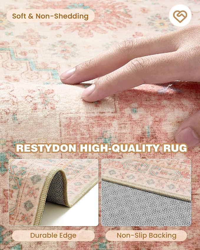 2.5x10 Kitchen Runner Rug Non Slip Vintage Washable Rugs, Carpet Runner - Image 5