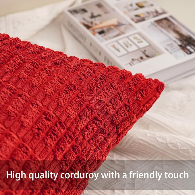 Aegero Pack of 2 Corduroy Decorative Throw Pillow Covers 20x20 Inch - Image 2