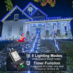 Christmas Lights Outdoor, 100FT 300 LED Christmas Tree Lights with 8 Modes Waterproof, Connectable Green Wire Twinkle Tree Lights for Indoor Patio Garden Party Decorations, Blue White