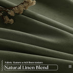 Olive Pinch Pleated 100% Blackout Linen 80 Inch Window Curtains | Room - Image 5