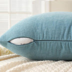 MIULEE Smoke Blue Chenille Couch Lumbar Throw Pillow Covers, 12x20 | Set of 2 - Image 5