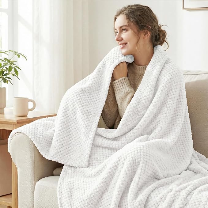 Exclusivo Mezcla Soft Waffle Fleece Bed Blanket Twin XL Size, Cozy Fluffy Design - Image 2