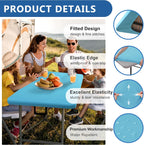 Fitted Tablecloth for 8 Foot Rectangle-6 Pack Light Blue Elastic Outdoor Picnic Table Cover-Spandex Stretch Folding Table Cloths 8ft for Camping Dining Room Patio Kitchen Banquet Party