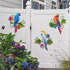J-Fly Metal Parrots Wall Decor Outdoor Decorations for Yard Garden Decor, Metal Wall Art Decor, Patio Decorations Outdoor Bird Wall Decor-12 Inches Parrot Large Hanging Wall Decor 3 Pack