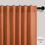 Orange Linen Curtains 72 Inch Length - Image 2