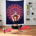 ADDWel Blacklight Mandala Boho Tapestry Glow In The Dark, Black Light Bohemian Hippie Poster Wall Hanging for Bedroom Aesthetic Wall and Room Decor (50" x 60", Mandala)